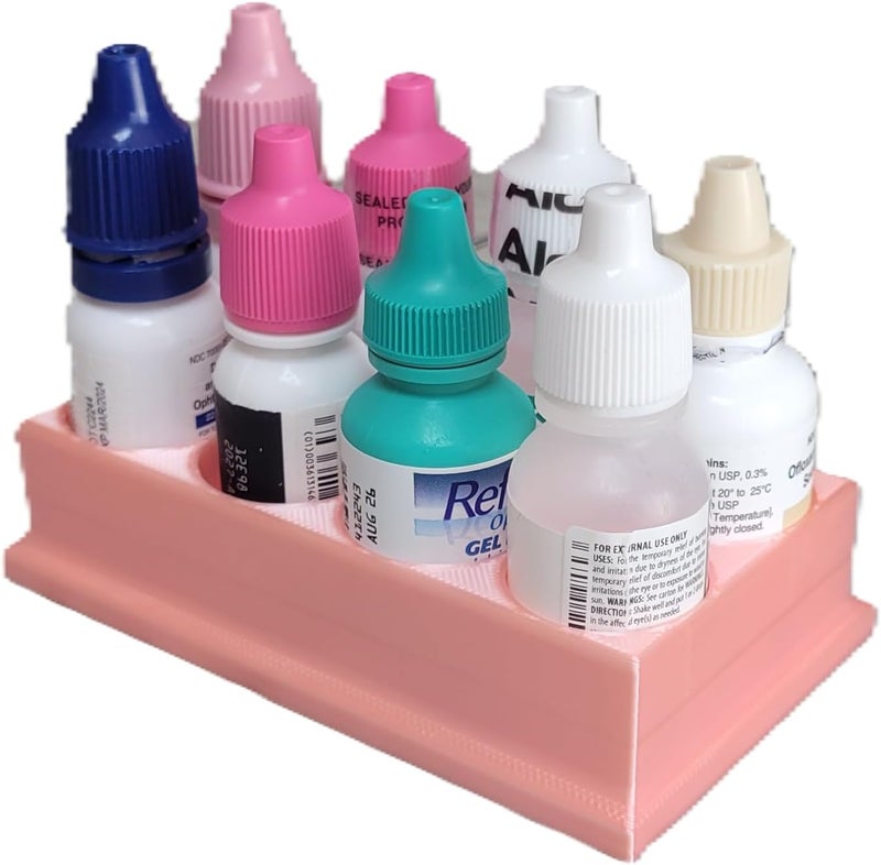 Znet3D Eye Drop Bottles Organizer & Storage – 8-Slot Holder (Pink) - Image 1
